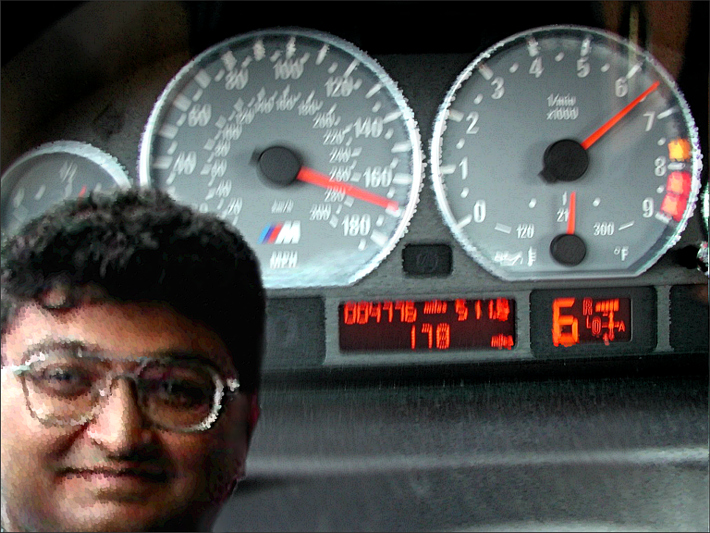 Memorial image of Monty Sidhu in his E46 M3 at 170 miles per hour